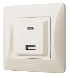 Розетка Videx Binera USB-A + USB-C PD20W кремова (VF-BNCHRUC20-CR) - мініатюра 2