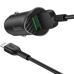 Автомобільний зарядний пристрій Hoco Z39 QC3.0 Black 2 USB+ USB Cable Lightning - мініатюра 3