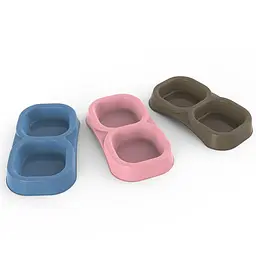 Миска для корму пластикова подвійна Doppia Small 21x11,5x3h, 0,3 л, рожевий - мініатюра 2
