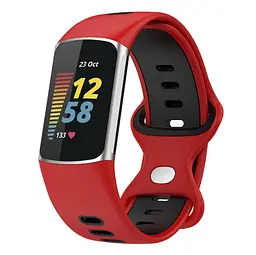 Силіконовий ремінець Primolux Sport для фітнес браслета Fitbit Charge 5/Charge 6 Red Black/розмір М - мініатюра 3