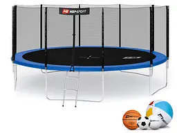 Батут Hop-Sport 16ft (488см) синій із зовнішньою сіткою - мініатюра 12