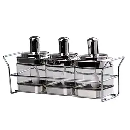 Набір банок для сипучих продуктів з ложкою на підставці, хром TS Kitchen HP531FS1030Y - мініатюра 2