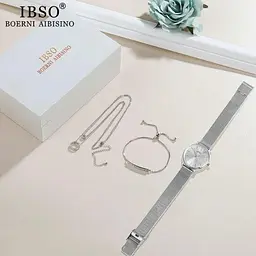 Жіночий наручний годинник Baosaili BOX IBSO в наборі (Сріблясті) - мініатюра 3