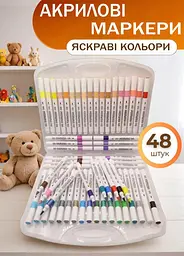 Набір акрилових яскравих маркерів Touch Acril-48 насичених кольорів для творчості лінії 1-3 мм TOP 48 шт. - мініатюра 2