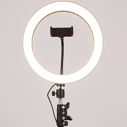 Кільцева світлодіодна LED лампа Flat Ring 10" + tripod 2.1m Black - мініатюра 8