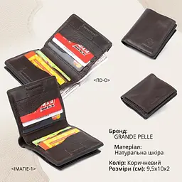 Вертикальне глянсове портмоне з накладною монетницею Grande Pelle 11330 - мініатюра 2