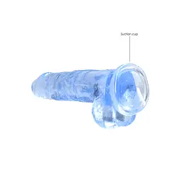 Фалоімітатор RealRock Crystal Clear 8" 21 см (блакитний) - мініатюра 7