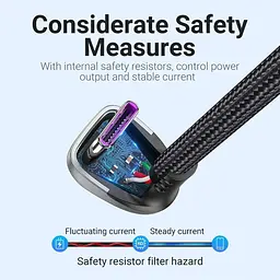 Кабель Vention USB 2.0 A Male to USB-C Male U-Shaped 5A Cable Aluminum Alloy Type 1.5m Black (COHHG) - мініатюра 4