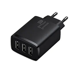 Мережевий зарядний пристрій Baseus Compact Charger 3U 17W 3USB Black (CCXJ020101) [74463] - мініатюра 2