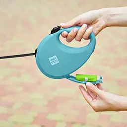 Повідець-рулетка для собак Waudog R-leash з контейнером для пакетів, світловідбивна стрічка, L до 40 кг, 5 м блакитний - мініатюра 8