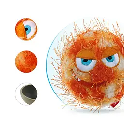 Іграшка для Собак Gigwi Crazy Ball Гумовий М'яч з ворсистою Покриттям і пищалки Помаранчевий 7 см - мініатюра 4