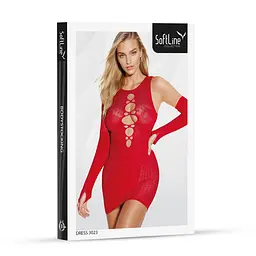 Плаття Dress 3023 червоне зі знімними рукавами SoftLine - мініатюра 4