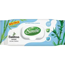 Вологі серветки Smile з екстрактом бамбука 120 шт. (4823071642650)