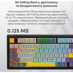 Клавіатура Ajazz AK820 V2 Coconut Flake Switch чорна/сіра/жовта (AK820-V2-CF-BGY) [175693] - мініатюра 12