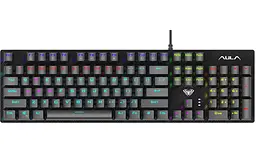 Клавіатура Aula S2022, чорний, USB, механічна (перемикачі KRGD синій), RGB підсвічування, 104 кнопки, металева панель, 1.6 м