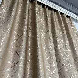 Льняні штори "бите скло" кавового кольору 2шт. 150х270 з білим шифоновим тюлем 400х270, на тасьмі ALBO pbe0052740 - мініатюра 9