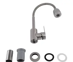 Змішувач для кухні Brinex Pure 015F41 з гнучким виливом Nickel BRIPUR015F41NKL - мініатюра 4