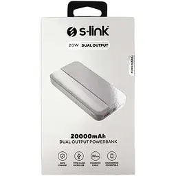 Зовнішній акумулятор (павербанк) S-link P201 20000 mAh White - мініатюра 2