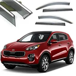 Дефлектори вікон вітровики Benke для Kia Sportage 2016- Хром Молдинг Із Нержавіючої Сталі 3D