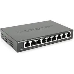 Комутатор POE 48V Mercury S109PS 8 портів POE + 1 порт Ethernet (Uplink) 10/100 Мбіт / сек, БП в комплекті, BOX Q200 (258 * 196 * 66) 0,72 кг (158 * 99 * 25)
