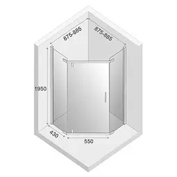 Душова кабіна New Trendy Komfort 90x90 см п'ятикутна розстібна прозоре скло без піддону хром K-0804, Хром, прозорий, хром - мініатюра 2