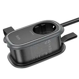 Мережевий зарядний пристрій подовжувач Hoco NS7 2 USB/ Type-C PD 20W 1 розетка 1.1m чорний - мініатюра 6