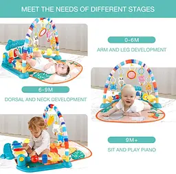 Музичний центр активності eners Baby Gyms Play Mats Kick&Play Piano Gym Tummy Time — М'який килимок для новонароджених - мініатюра 2