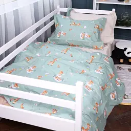 Наволочка MirSon Poplin Line Kids 02 Giraffe 50х70 см світло-зелена з бежевим (2200009711725) - мініатюра 4
