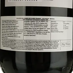 Вино La Luz Callejon Del Crimen Red Blend Criminal Uco Valley Mendoza червоне сухе 0.75 л - мініатюра 4