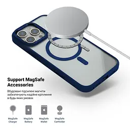 Чехол Apple iPhone 16 Pro Max, Unit MagSafe, синий, прозрачный, магсейф, противоударный, магнитный, панель-накладка с поддержкой MagSafe, с поддержкой беспроводной зарядки, TPU+PC, защита всего корпуса, ударопрочный, ArmorStandart (ARM78715) - мініатюра 4