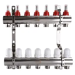 Колектор з вимірювачем витрат, регуляторами та кріпленням ECO 001D 1″x7 000010751
