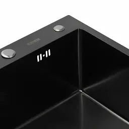 Кухонна мийка Platinum Handmade PVD з нержавіючої сталі 3 мм квадратна 50x50x22 см чорна (000032261) - мініатюра 5