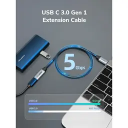Дата кабель USB-C M/F 0.5m 5Gbps 60W 4K60Hz Cabletime (CA913664) - мініатюра 4