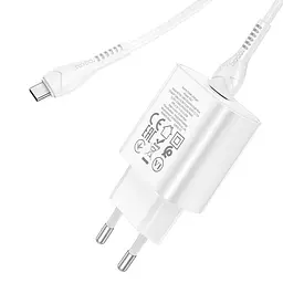 МЗП Hoco N22 Jetta PD25W (1USB-C) + кабель Type-C to Type-C Білий - мініатюра 3