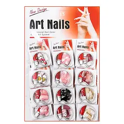 Нігті накладні кольорові з малюнком та камінчиками упаковка 12 шт. Art Nails №13