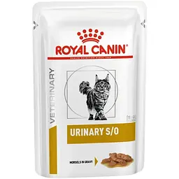 Лікувальний вологий корм для котів Royal Canin Urinary S/O Cat Pouches шматочки в соусі 85 г
