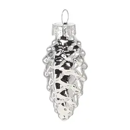 Ялинкова іграшка Chomik скляні прикраси Шишки 16 шт, 3х6 см, срібні (5900779882119_2) - мініатюра 3