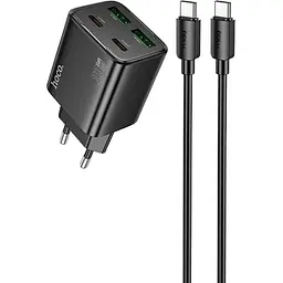 МЗП Hoco N55 Fundador PD20W four-port (2USB-A/2C) + кабель Type-C to Type-C Black