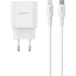 Зарядний пристрій HAVIT ST935 20W USB-C з кабелем USB-C - Lightning (HV-ST935-WH) - мініатюра 3