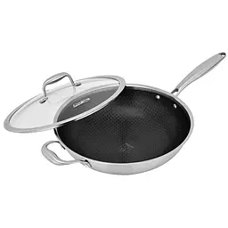 Сковорода WOK Heinner Titanium3 з нержавіючої сталі з кришкою 28 см (HR-MRK-28W) - мініатюра 2