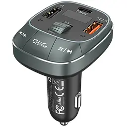 Автомобільний FM-трансмітер Vention PD 54W 3-Port USB (C+A+A) LED/USB Flash/Bluetooth, вольтметр