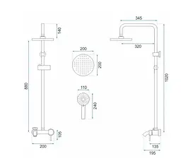 Душова система Rea Luis Brushed Gold з виливом REA-P7051, Золотий - мініатюра 10
