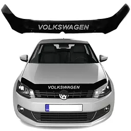 Дефлектор капоту мухобійка Volkswagen Polo V 2009-2017 Євро кріплення Voron Glass - мініатюра 6