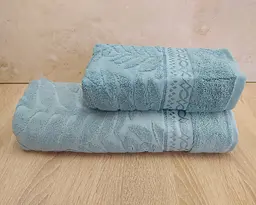 Набір турецьких махрових рушників 50х90+70х140 Gulcan Jacquard Cotton Lux Akasya Turkuaz - мініатюра 1