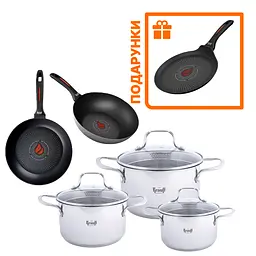 Набір каструль Cook&Joy 4,6л, 3,5л, 1,8л та сковорідок Smart Fry Krauff + Сковорода для млинців Smart Fry - мініатюра 10