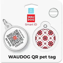 Адресник для собак і котів Waudog Smart ID з QR паспортом Вишиванка 25 мм - мініатюра 5