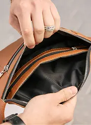 Велика чоловіча шкіряна сумка на пояс бананка Sambag Tirso Max руда 38 × 17 × 6 см (81341121m) - мініатюра 5