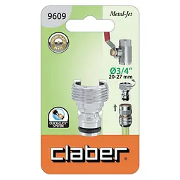 Адаптер для конектора для поливального шлангу Claber Metal-Jet 9609 3/4"Н - мініатюра 2