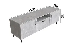 Тумба Лестер на конусних ніжках Ferrum-decor 48x139x38 Чорний метал ДСП Бетон 16 мм (FRD-106801) - мініатюра 3