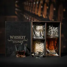 Подарунковий набір віскі Whiskey Stones №12 у дерев'яному пеналі - графин + склянки Bohemia Quadro - мініатюра 4